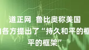 道正网  鲁比奥称美国已向各方提出了“持久和平的框架”